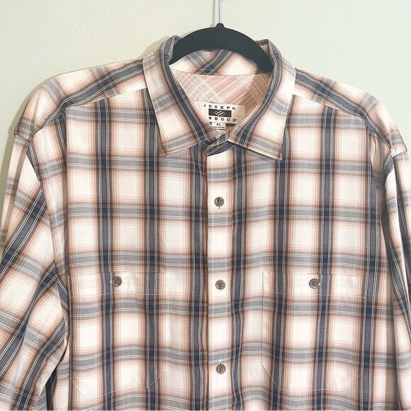 Joseph Abboud Cotton Plaid Collared Long Sleeve Button Down Shirt Brown XL - Picture 13 of 13